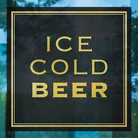 Cgsignlab | חלון בירה קרה -קרח -זהב קלאסי נצמד בחלון | 5 x5